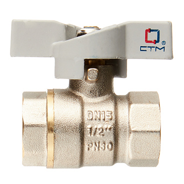 Кран шаровой латунный СТМ 1/2 ВР(г) х 1/2 ВР(г) бабочка прямой