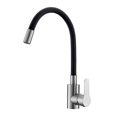 Смеситель для кухни Corsa Deco Vega Steel нержавеющая сталь/черный с гибким изливом однорычажный (966366)