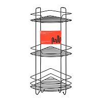 Полка для ванной ЧМЗ Лофт угловая трехъярусная 222х222х638 мм металл черная (513-006-01)