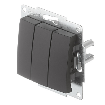 Выключатель Lezard Karina трехклавишный встраиваемый черный бархат (707-4288-109)