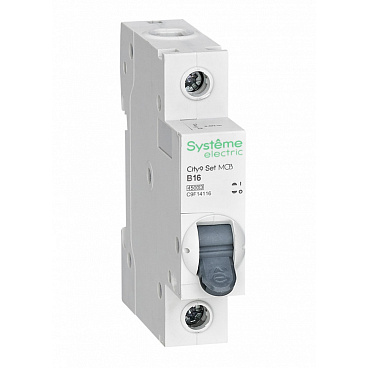 Автоматический выключатель модульный Systeme Electric City9 Set 1P 16А тип B 4,5 кА 230 В (C9F14116)