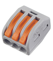 Клемма на 3 провода Wago 0,08-2,5 кв.мм с рычажками без пасты (50 шт.) (222-413/2651)