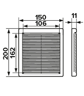 Решетка вентиляционная пластиковая приточно-вытяжная Era РЦ 150х200 мм с сеткой белая