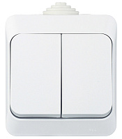 Выключатель Systeme Electric Этюд двухклавишный накладной белый (BA10-042B)