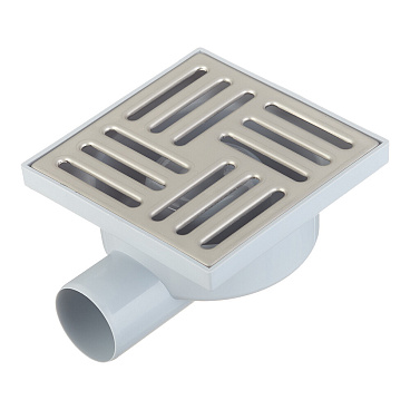 Трап душевой горизонтальный АНИ пласт с гидрозатвором 150х150 мм d50 мм решетка из нержавеющей стали (TA5112)