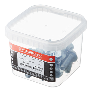 Болт оцинкованный M12x40 мм DIN 6921 10,9 с фланцем (16 шт.)