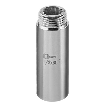 Удлинитель 60 мм х 1/2 ВР(г) х 1/2 НР(ш) латунный