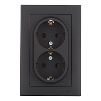 Розетка Systeme Electric AtlasDesign встраиваемая карбон со шторками (ATN001026)