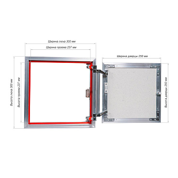 Люк ревизионный под плитку Практика EuroFormat-R алюминиевый 300х300 мм скрытый нажимной