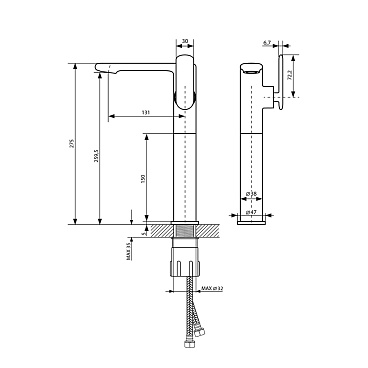 Смеситель для раковины высокий Lavelly Vertex хром однорычажный (673114)