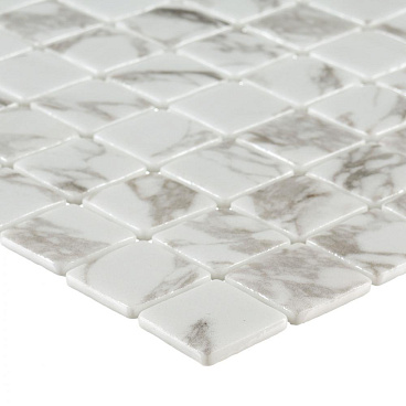 Мозаика Lavelly Smalta мрамор белый стеклянная 311х311х4,9 мм матовая