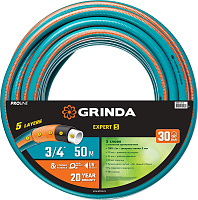 Поливочный шланг GRINDA PROLine EXPERT 5 3/4″ 50 м 30 атм пятислойный плетёное армирование