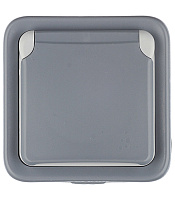 Розетка Legrand Plexo накладная серая со шторками с крышкой (69733)