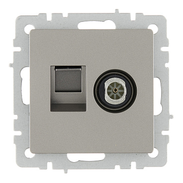 Розетка телевизионная/ компьютерная IEK Brite РТВ-РК12-БрС встраиваемая сталь (BR-AK20-1-K46)