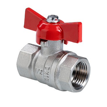 Кран шаровой латунный Valtec 3/4 ВР(г) х 3/4 ВР(г) полнопроходной бабочка прямой (VT.122.N.05)