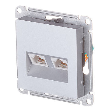 Розетка компьютерная Systeme Electric AtlasDesign встраиваемая алюминий 2хRJ45 (ATN000385)