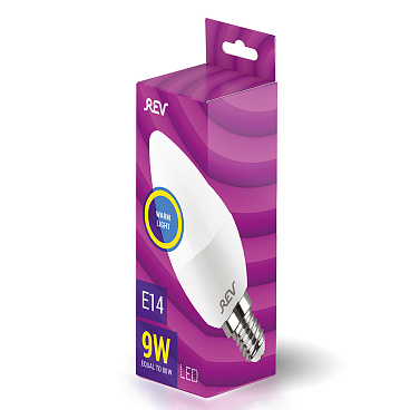 Лампа светодиодная Rev E14  2700К 9 Вт 180-240 В свеча матовая