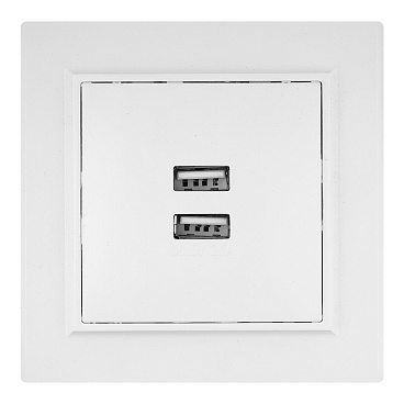 Розетка USB EKF Минск встраиваемая белая 2хUSB-А (ERR-2USB-100)