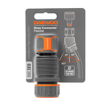 Коннектор 5/8х3/4 для шланга Daewoo пластиковый гибкий (DWC 2819)