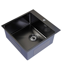 Мойка для кухни Mixline Pro 50х50х20 см врезная с сифоном сталь графит (556575/6544)