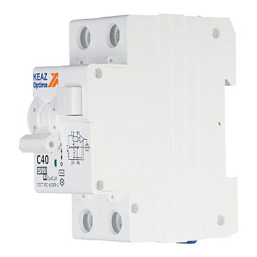 Автомат дифференциальный КЭАЗ OptiDin D63 40А 1P+N тип AC 100 мА 4,5 кА (328109)