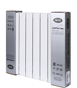 Радиатор биметаллический Rifar Supremo 500 мм 8 секций 3/4 боковое подключение белый