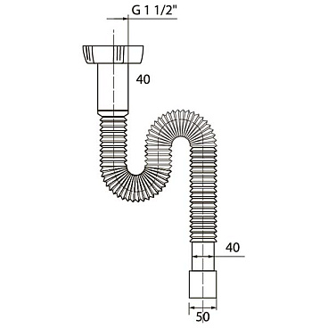 Сифон для раковины и мойки Wirquin Pro 1 1/2х40 мм без выпуска с соединением 40/50 мм (30717995)