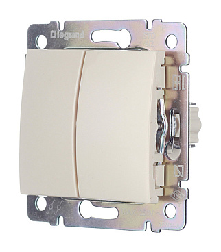 Переключатель Legrand Valena двухклавишный встраиваемый слоновая кость (695604)