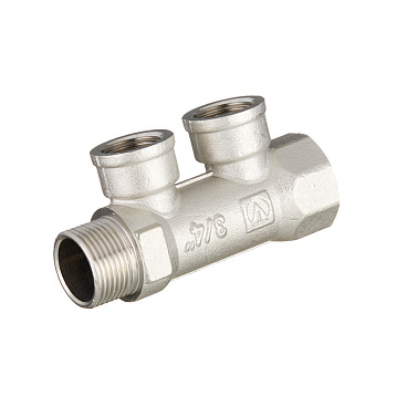 Коллектор Valtec 3/4 ВР(г) х 2 выхода 1/2 ВР(г) х 3/4" НР(ш) (VTc.550.N.0502)