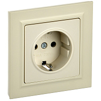 Розетка IEK Brite встраиваемая бежевая с заземлением со шторками (BR-R14-16-K10-F)