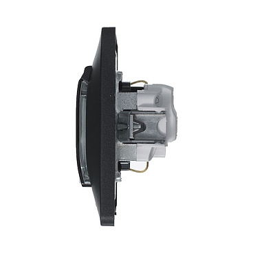 Розетка Systeme Electric Glossa встраиваемая антрацит со шторками с крышкой (GSL000748)