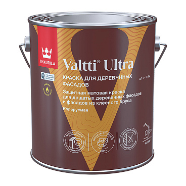 Краска фасадная по дереву Tikkurila/Tikkivala Valtti Ultra водно-дисперсионная база C бесцветная 2,7 л