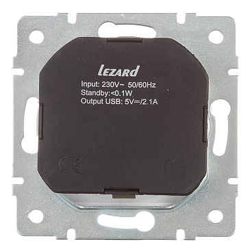 Розетка Lezard Karina встраиваемая белая с USB-A (707-0288-181)