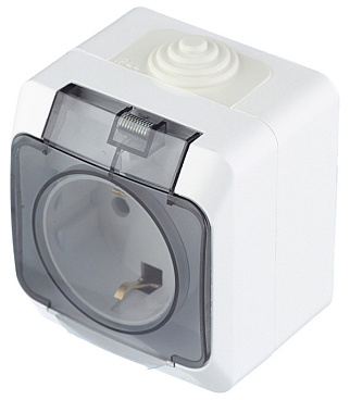 Розетка Systeme Electric Этюд накладная белая со шторками с крышкой (PA16-044B)