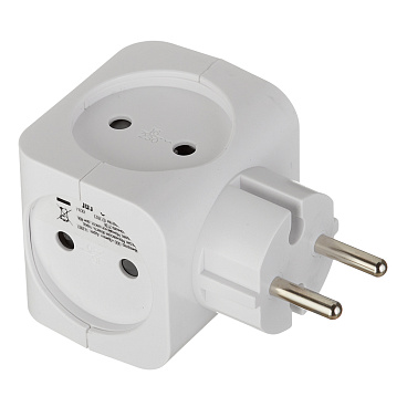 Разветвитель 4 розетки Эра 16 А 220 В 3,5 кВт белый (Б0005103)