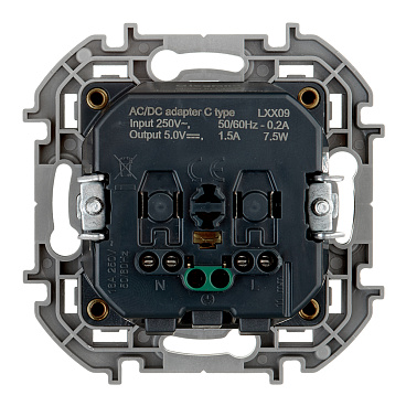 Розетка Legrand Inspiria встраиваемая антрацит с заземлением с USB Type-C (673773)