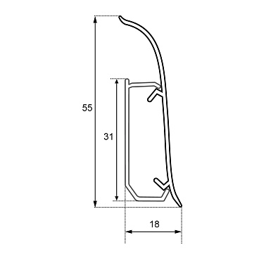 Плинтус ПВХ напольный Winart 55 мм белый матовый 2200 мм Г-профиль со съемной панелью