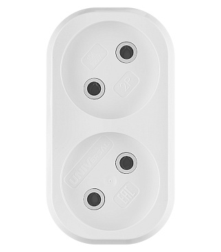 Разветвитель 2 розетки UNIVersal 10 А 230 В 2,2 кВт белый (А202)