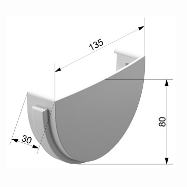 Заглушка желоба пластиковая d120 мм Docke Standard пломбир RAL 9003