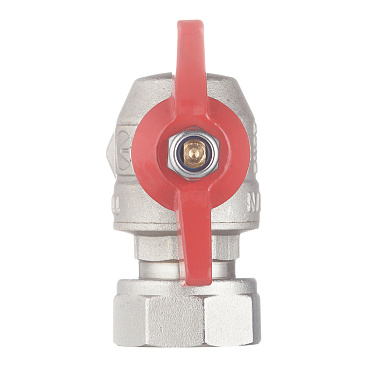 Кран шаровой латунный Valtec Base 1 ВР(г) х 1 ВР(г) бабочка с накидной гайкой угловой (VT.266.N.0606)