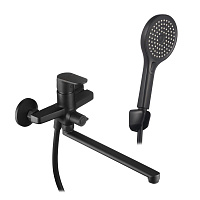 Смеситель для ванны Corsa Deco CX черный матовый однорычажный с длинным изливом с лейкой (FBTCX3B)