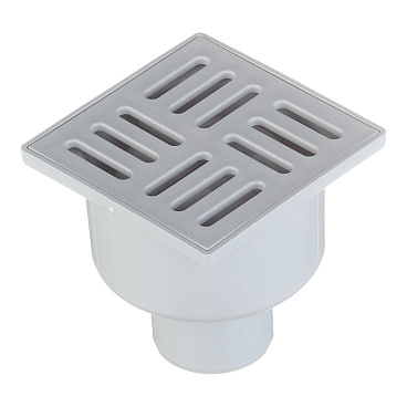 Трап душевой вертикальный АНИ пласт с гидрозатвором 100х100 мм d50 мм пластиковая решетка (TA5204)