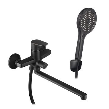 Смеситель для ванны Corsa Deco CX черный матовый однорычажный с длинным изливом с лейкой (FBTCX3B)