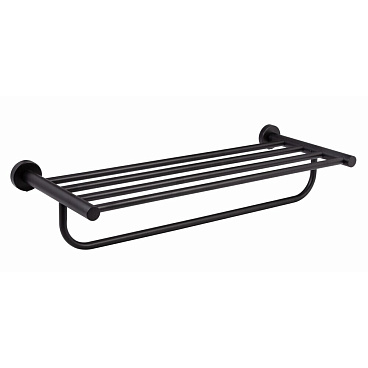 Полка для полотенец Zenfort 600х230 мм с дополнительной штангой на шуруп металл черная матовая (180066)
