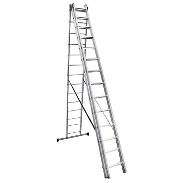 Лестница алюминиевая трансформер трехсекционная 14 ступеней Новая высота бытовая