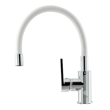 Смеситель для кухни Rossinka Z хром/белый с гибким изливом однорычажный (Z35-35U-White)