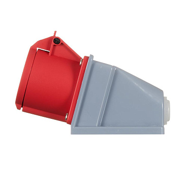 Розетка силовая угловая настенная Dekraft РС-103 с заземлением 3P+PE 3 фазы 32 А 380 В IP44 красная (26193DEK)