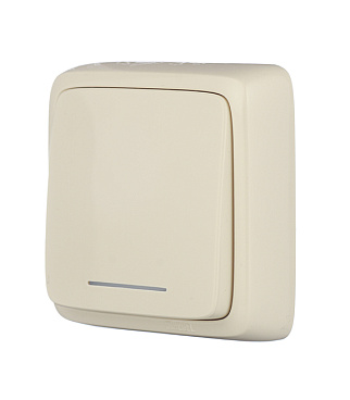 Переключатель Hegel Alfa одноклавишный накладной слоновая кость с подсветкой (ВА10-164-01)