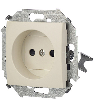 Розетка Simon 15 встраиваемая слоновая кость со шторками (1591444-031)