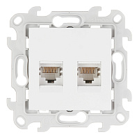 Розетка компьютерная Simon 24 Harmonie встраиваемая белая 2хRJ45 (2450593-030)